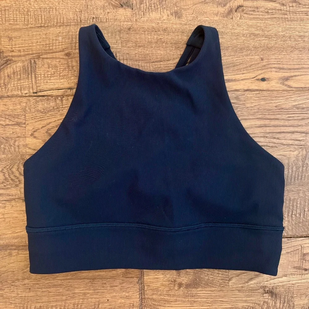 Lululemon Energy Bra High Neck Long‎ Line Ribbed Navy Women's 8 W2CK8S L